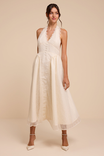 Finnley Ivory Lace Halter Midi Dress 1