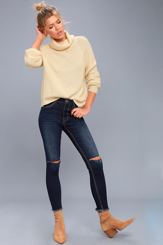Park City Light Beige Cowl Neck Knit Sweater 2