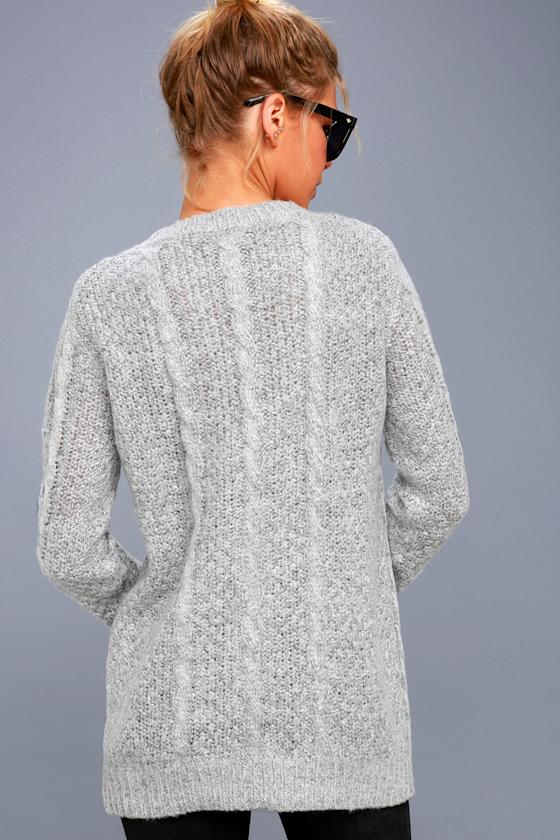 Cozy Cable Knit Sweater - Grey Sweater - Long Sweater - Lulus