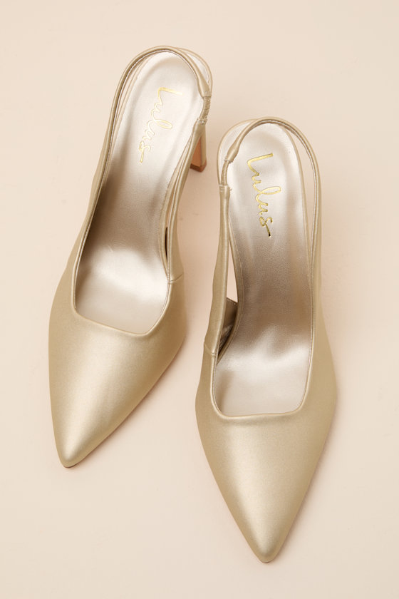 Honorata Gold Pointed-Toe Slingback Pumps - thumbnail 4