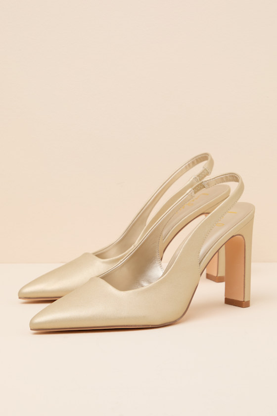 Honorata Gold Pointed-Toe Slingback Pumps - thumbnail 5