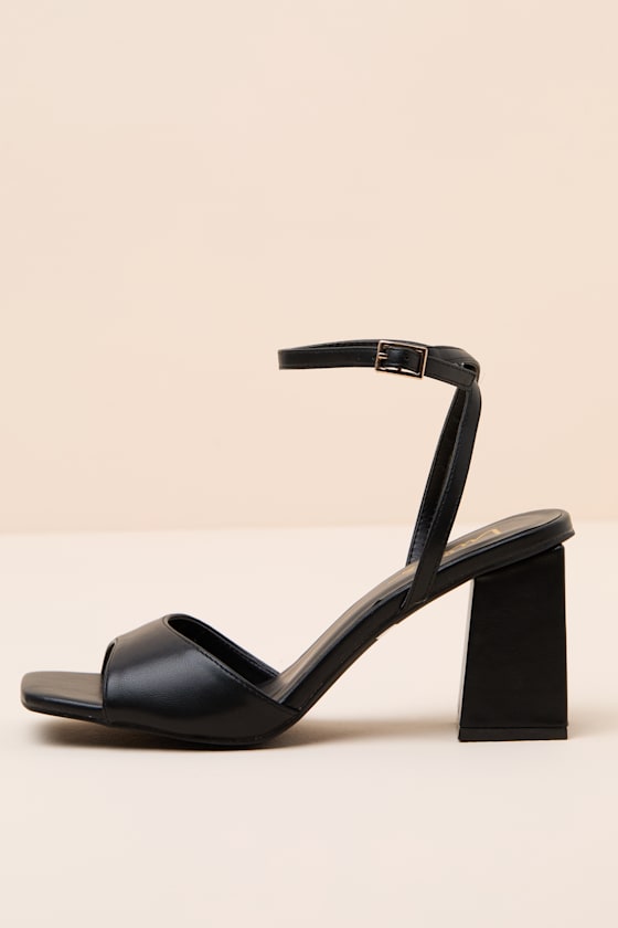 Faunna Black Ankle Strap High Heel Sandals 1