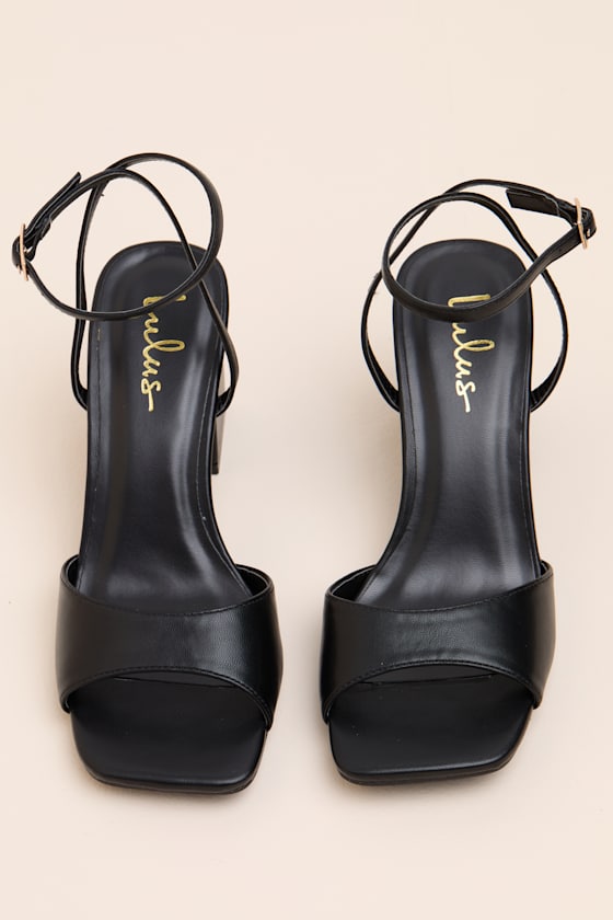 Faunna Black Ankle Strap High Heel Sandals 2