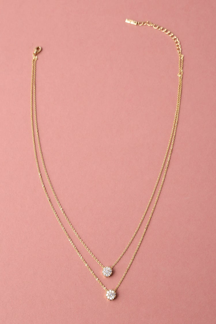 Incantation Gold Rhinestone Layered Necklace