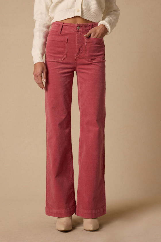 Sav Dusty Rose Wide-Leg Corduroy Jeans - thumbnail 3