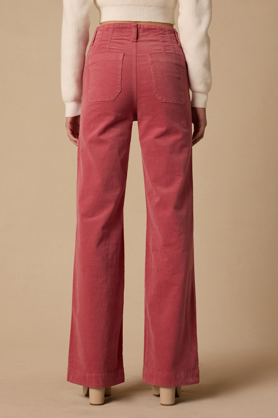 Sav Dusty Rose Wide-Leg Corduroy Jeans - thumbnail 4