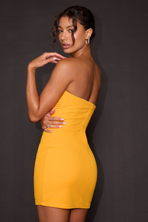 Kosha Yellow Twist-Front Bodycon Mini Dress 4