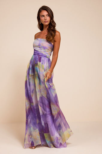 Galilea Purple Multi Floral Strapless Maxi Dress 1