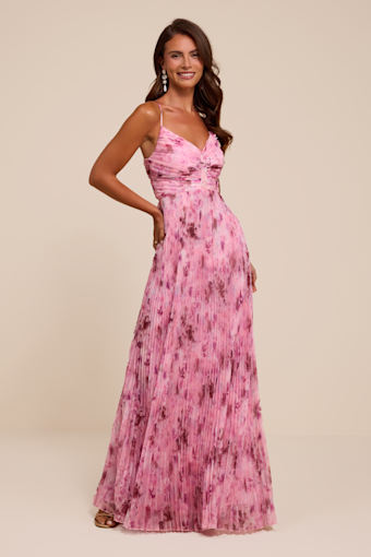 Whitley Light Pink Floral Pleated Sleeveless Maxi Dress 1