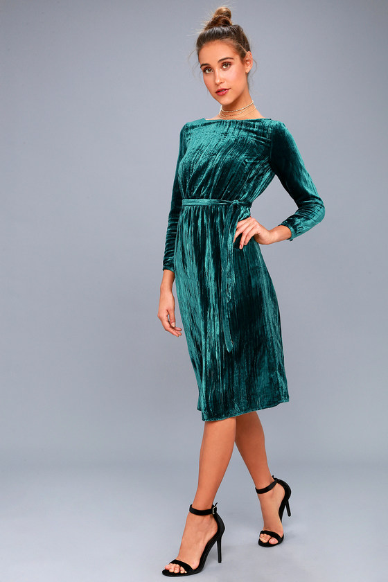 velvet dress midi length