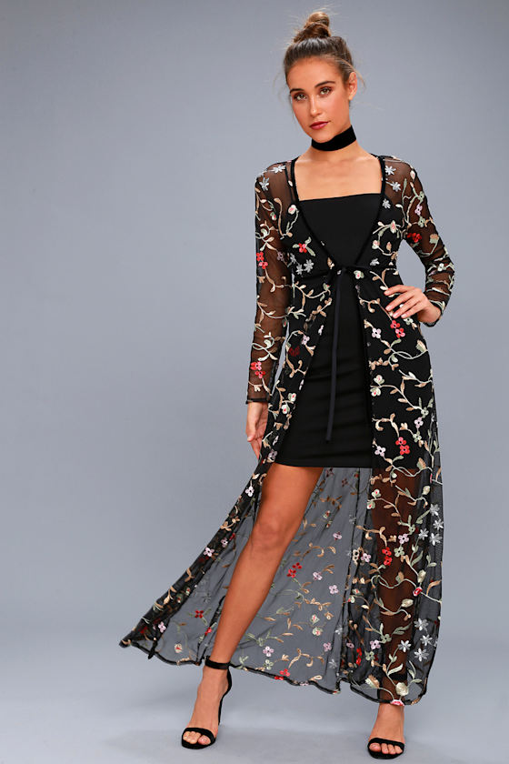 Elegant Embroidered Kimono Top Embroidered Mesh Kimono Top Lulus