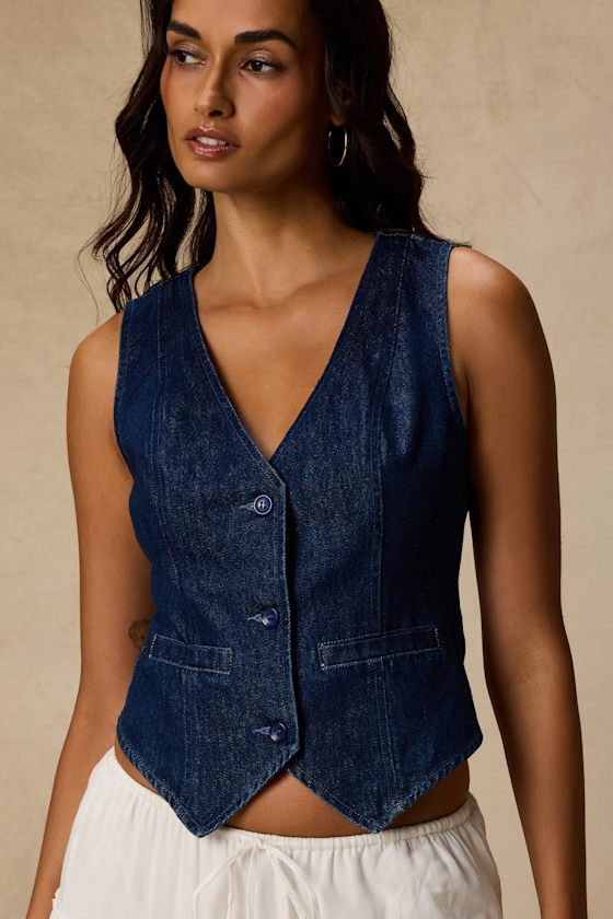 Coveted Appeal Dark Wash Denim Vest 2