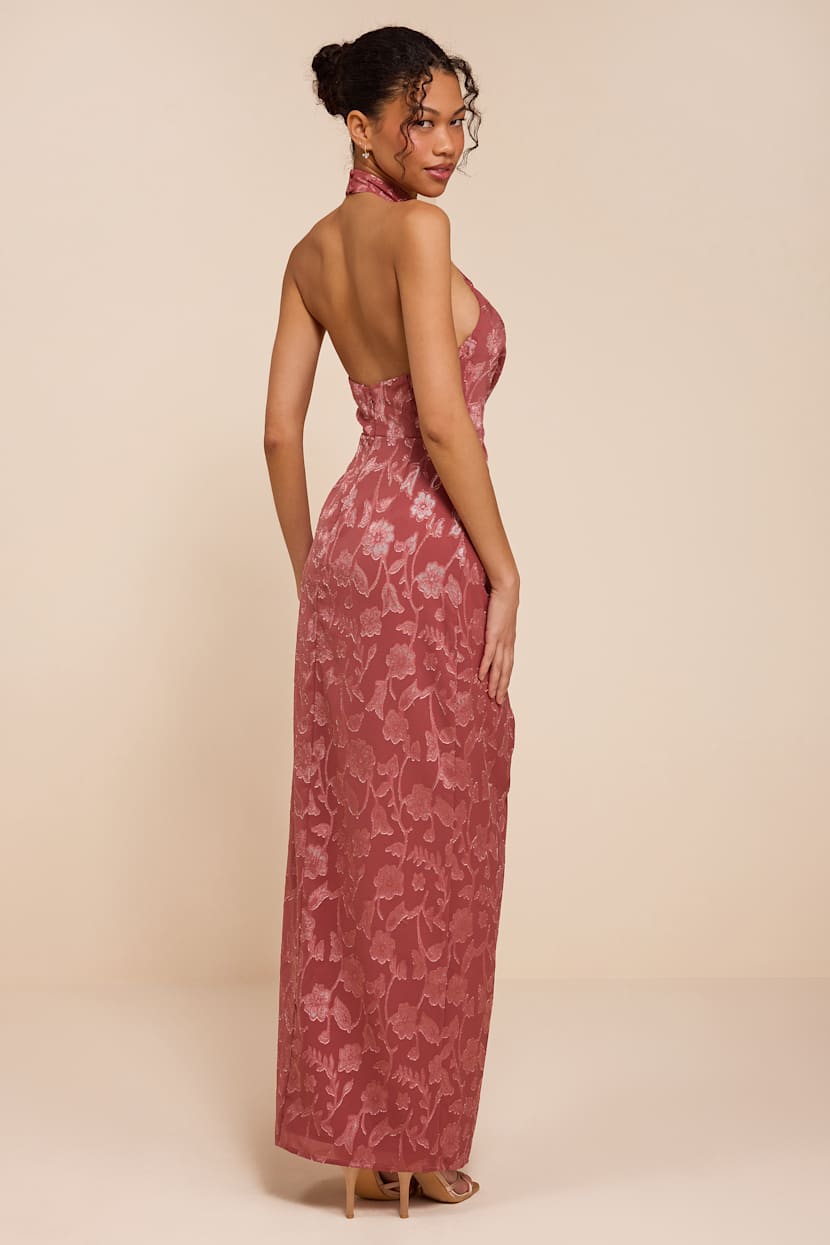 rusty rose bridesmaid dresses lulus Pink Effortlessly Sensational Floral Burnout Maxi Dress | Womens | X-Small (Available in S, M, L, XL) | 100% Polyester Terracotta bridesmaid