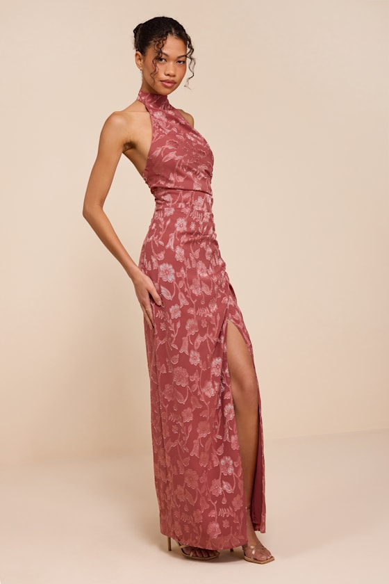 Effortlessly Sensational Rusty Rose Floral Burnout Maxi Dress - thumbnail 4