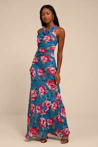 JD4008B: BLUE/PINK/BROWN FLORAL 1