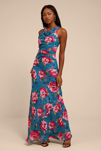 JD4008B: BLUE/PINK/BROWN FLORAL 1