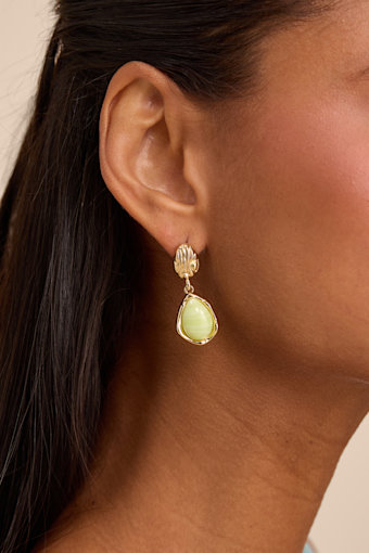Ratasha Sage and Gold Drop Earrings 1