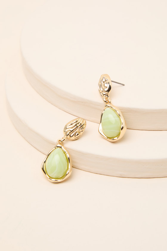 Ratasha Sage and Gold Drop Earrings 2