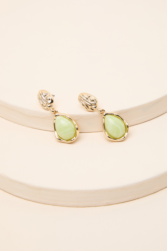 Ratasha Sage and Gold Drop Earrings - thumbnail 4