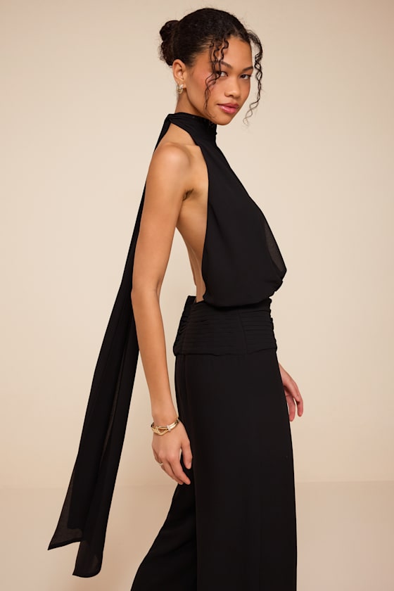 Kacey Black Backless Halter Jumpsuit - thumbnail 4