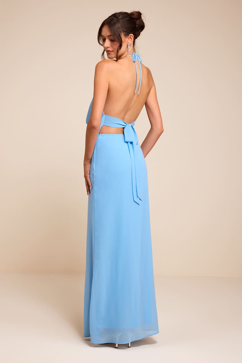 pearl open back maxi dress in light blue Lulus | Cowl-Front | Womens | Medium (Available XS, S, L, XL) Black Dress With Thigh organza wedding dress voluminous skirt that flows Silk Satin Colors:Light Sage 794