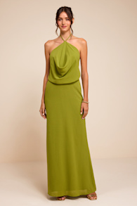 Piper Chartreuse Cowl-Front Maxi Dress 2