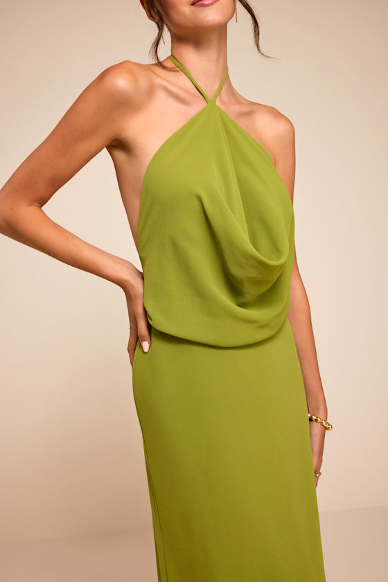 Piper Chartreuse Cowl-Front Maxi Dress 3