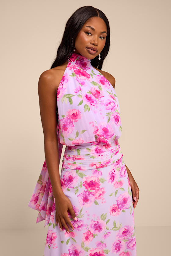 Kenzie Lavender Multi Floral Backless Maxi Dress 2