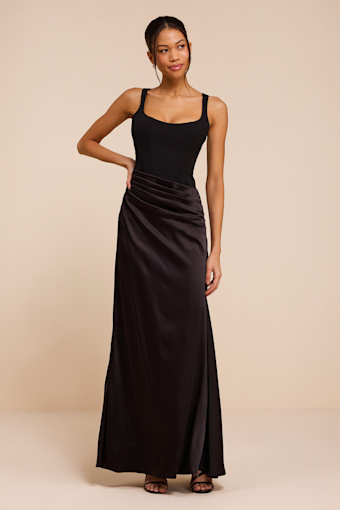 Irene Black Mixed Media Bustier Maxi Dress 1