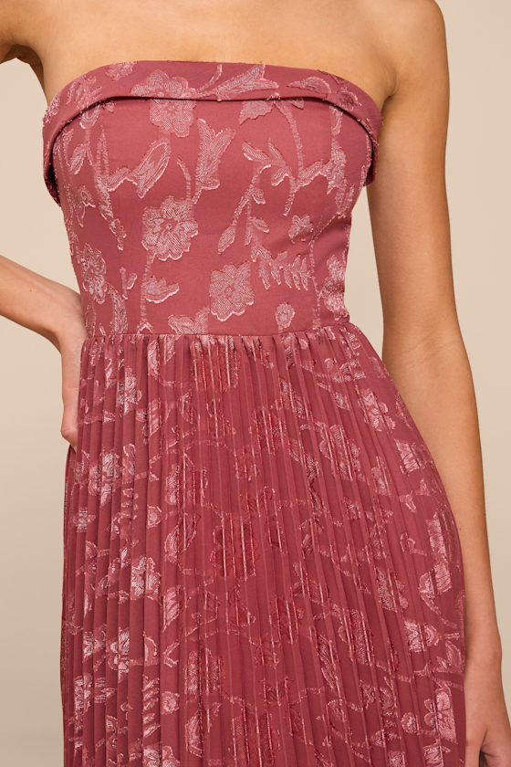 Elysium Rusty Rose Floral Burnout Strapless Maxi Dress 2