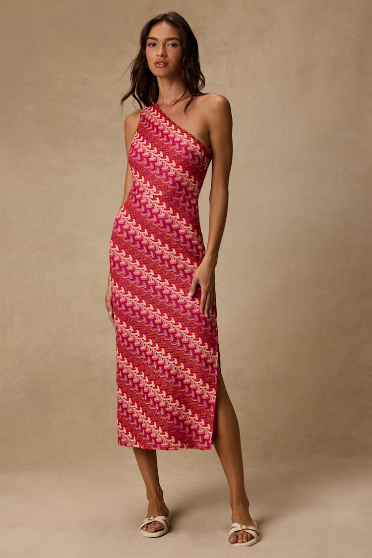 pink and red crochet elodie dress Never Fully Dressed - Pink and Red Crochet Elodie Dress