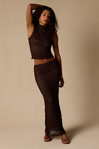 Carli Brown Lace Mid-Rise Maxi Skirt 1