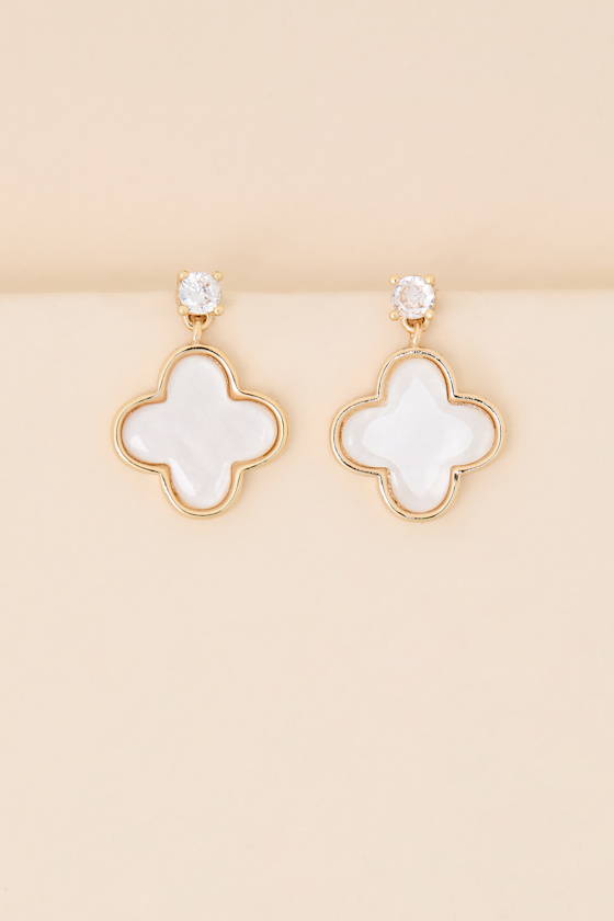 Fiorella Gold Clover Drop Earrings