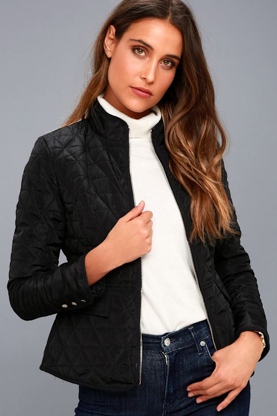 Chic Black Jacket Lightweight Jacket Quilted Jacket Lulus