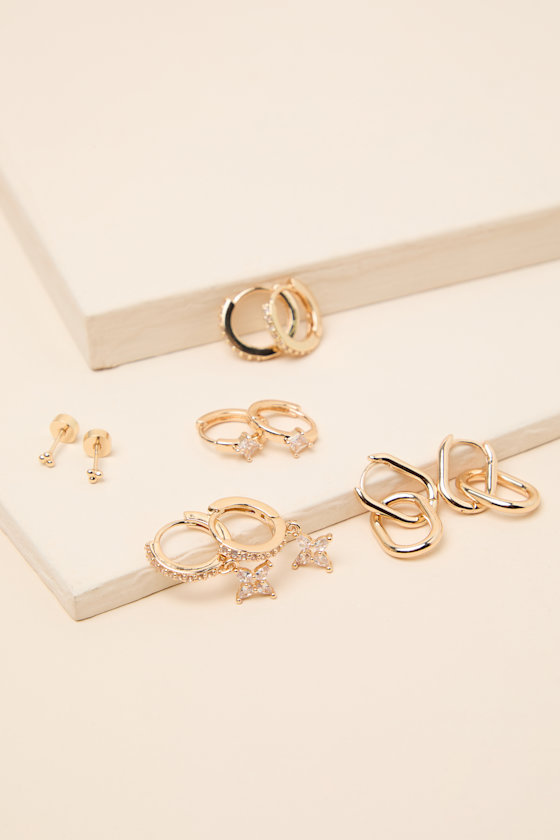 Clarence Gold Five-Pair Earring Set - thumbnail 4