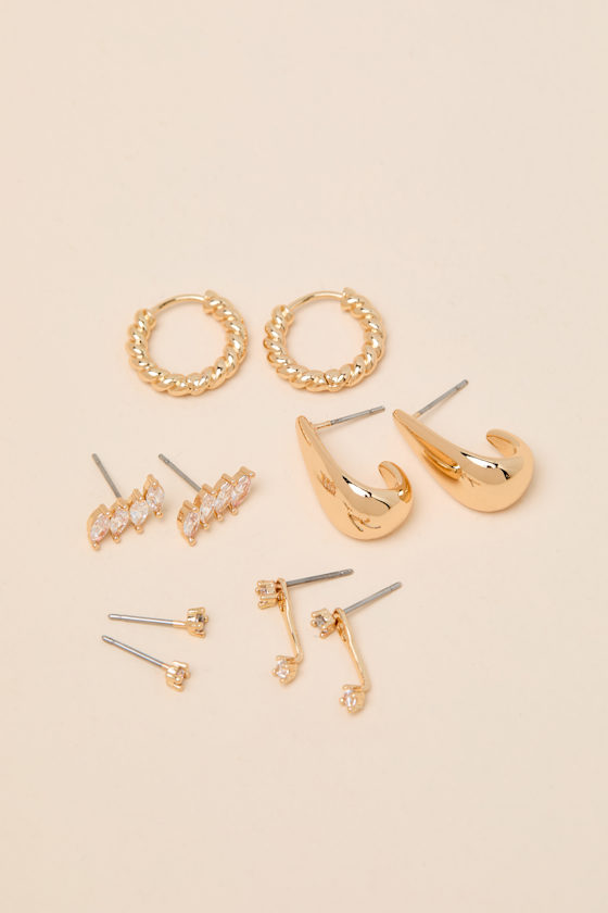 Gabrielle Gold Five-Pair Earring Set - thumbnail 4
