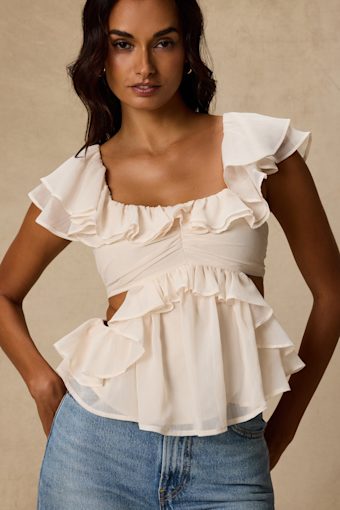 Lilo Ivory Ruffled Cutout Top 1