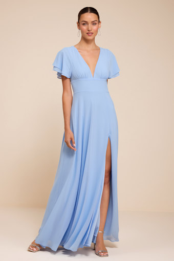 Promise Of Love Light Blue Flutter Sleeve Maxi Dress 1