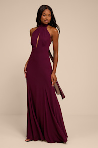 Miselle Plum Mock Neck Maxi Dress 1