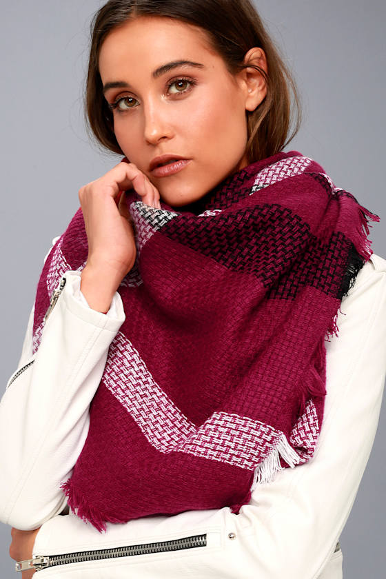 Wagon Ride Wine Red Plaid Scarf 5