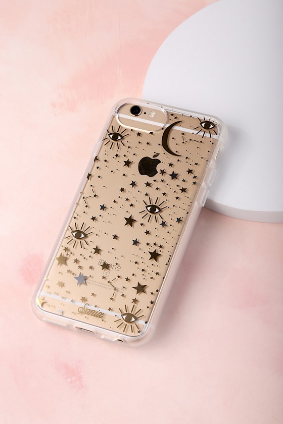 Cosmic Clear and Gold Star Print iPhone 6s, 7, and 8 Case 1