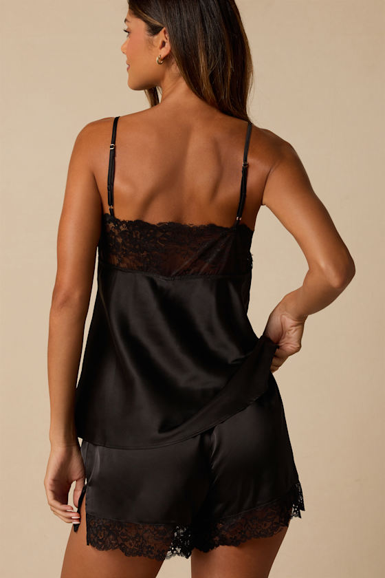 More Amour Black Satin Cami Top - thumbnail 3