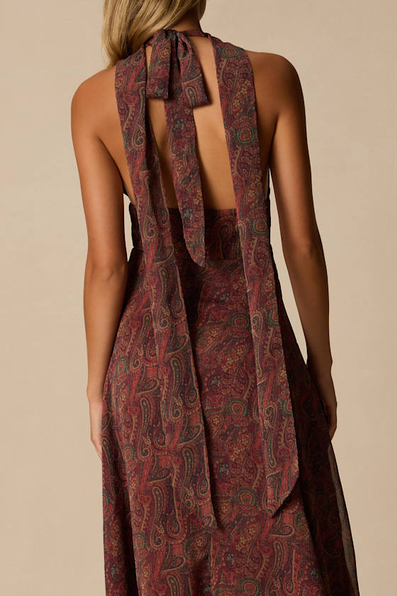Kylinda Rust Multi Paisley Midi Dress and Scarf Set - thumbnail 5