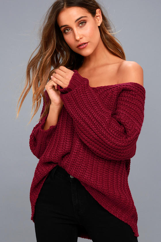 Charm Me Burgundy Knit Sweater 2