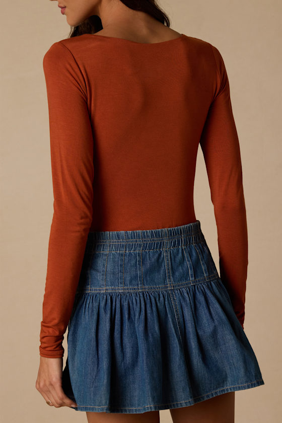 Easily Loved Rust Long Sleeve Bodysuit 2