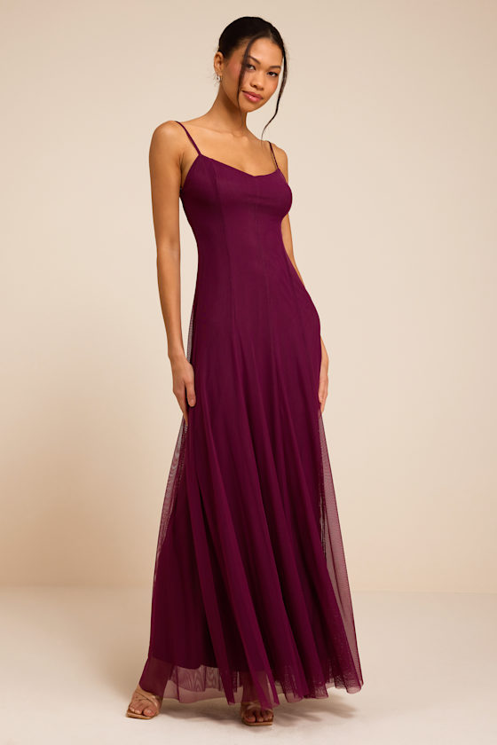 Atori Plum Mesh Sleeveless Maxi Dress 1
