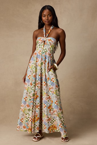 Renata Ivory Multi Print Halter Maxi Dress 1