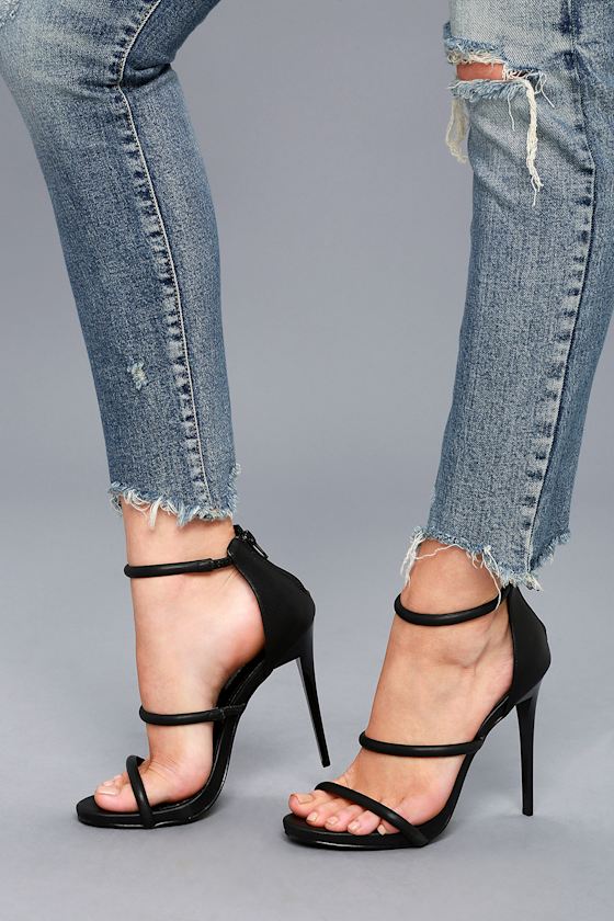 Sexy Black Heels Ankle Strap Heels Vegan Leather Heels Lulus