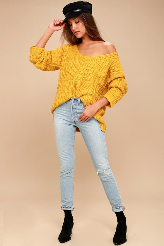 Charm Me Mustard Yellow Knit Sweater 2