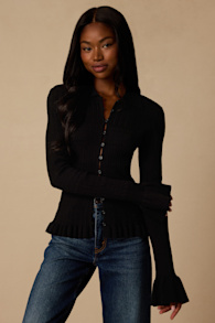 Arlinda Black Knit Textured Cardigan Sweater Top 1